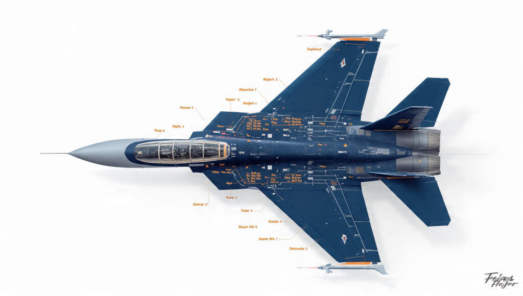 Diagram showing Tejas LCA delta-wing design and braking system components