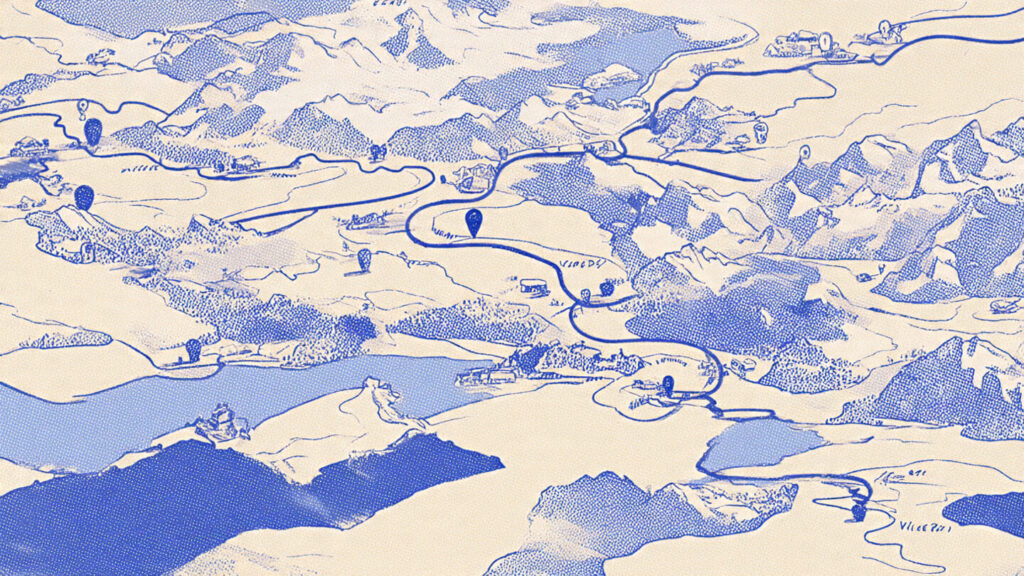 Map illustration showing four Olympic venue clusters across northern Italy