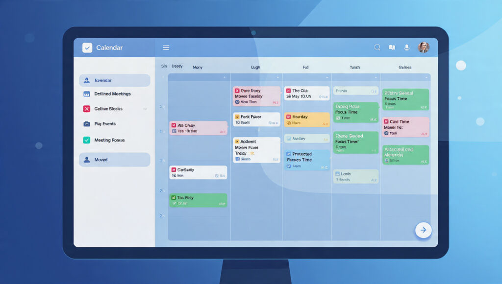Copilot Cowork automatically reorganising a professional's Outlook calendar with focus time blocks
